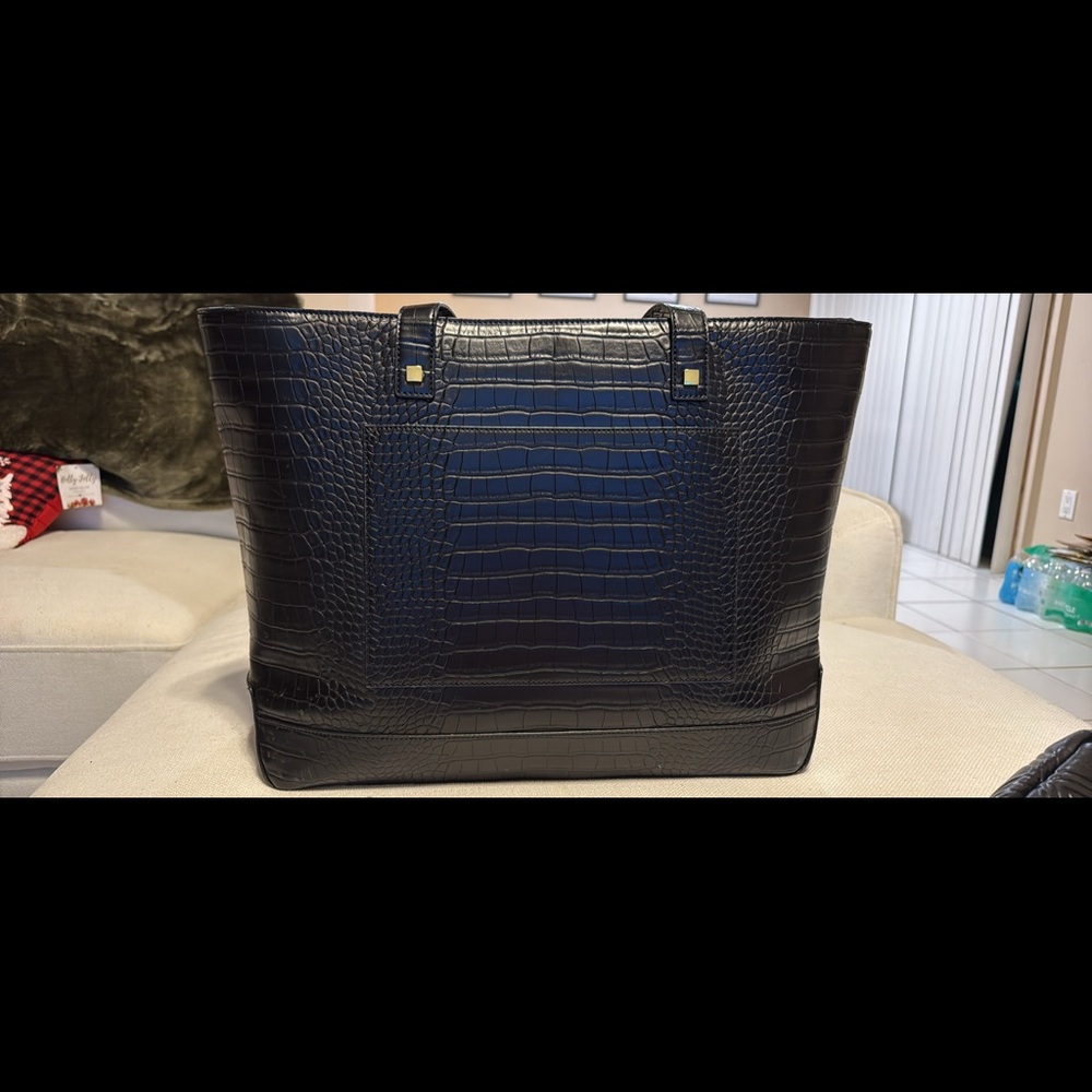 Modern Picnic Black Croc Tote
